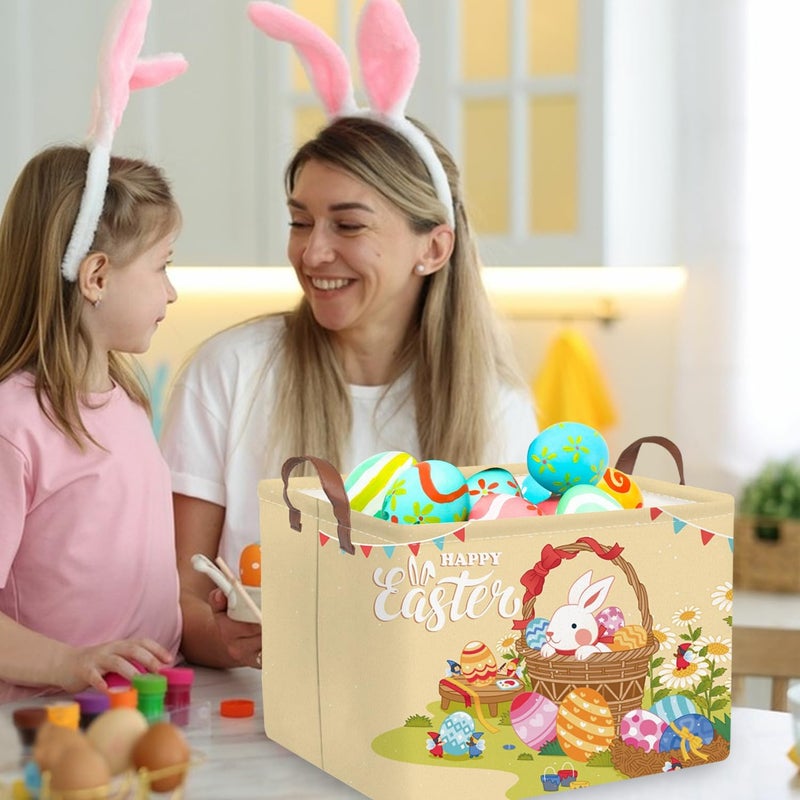 FXOCSHE FXOLCSHE Rectangular Easter basket,Easter gift basket,Nursery Hamper,Collapsible waterproof baby toy storage box for Kids,Toy Organizer,Easter Home Decor,Gift Baskets(Flower basket Easter) - Image 4